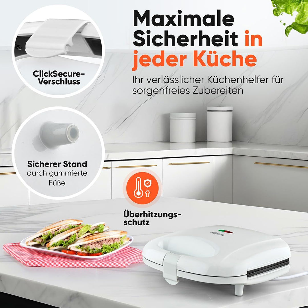 Bomann® Sandwichmaker | für dreieckige Sandwichplatten | Sandwichtoaster mit Antihaftbeschichtung |