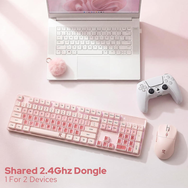 Redragon BS8531 Büro Tastaturen &amp; -Mäuse Combos Kabellos Mechanisch Rosa | 3-farbig rosa mechanische