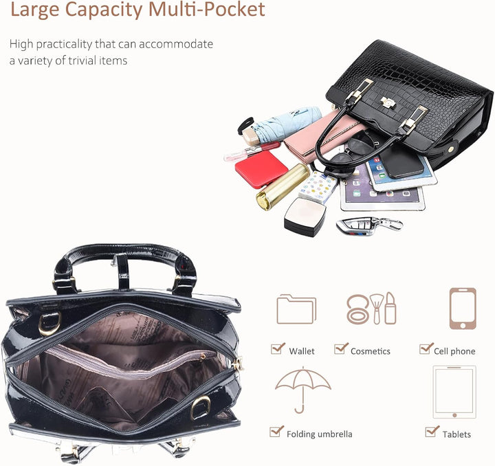 Nicole&amp;Doris Damen Handtaschen Neue Umhängetasche Lackleder Shell Schultertasche Henkeltaschen Tasch