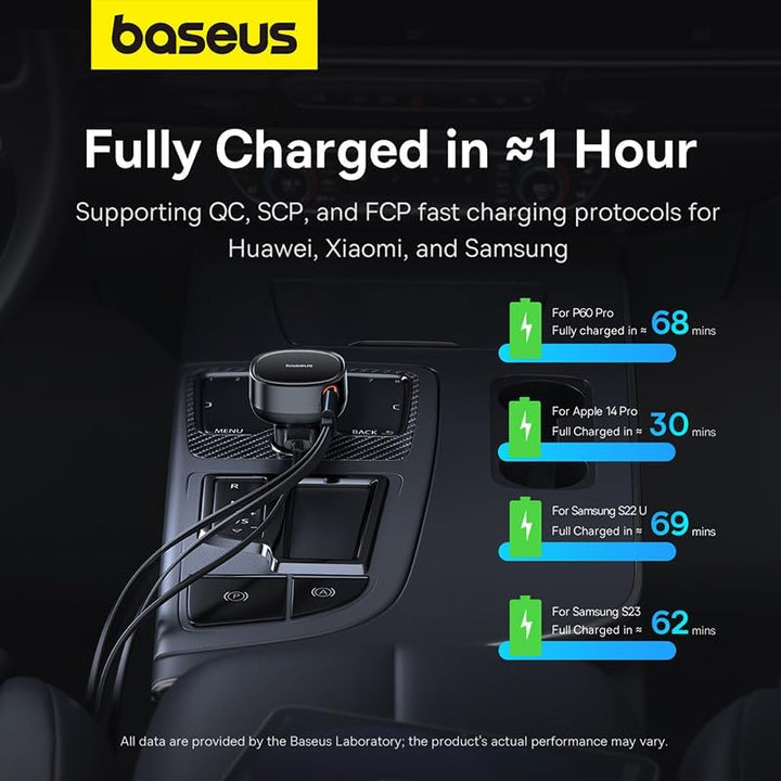 Car Charger Baseus Enjoyment USB with USB-C Cable and Lightning 60W (Black), C00057802111-02