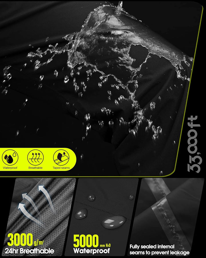 33,000ft Herren Regenhose wasserdichte Outdoorhose Leichte Wanderhose 5000MM Winddichte Regenhose zu