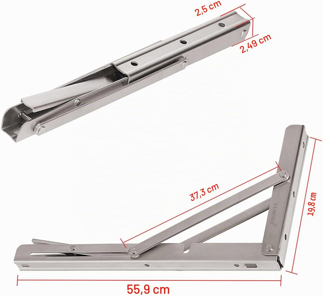 YUMORE Klappkonsole Schwerlast 550mm,Klappregalhalterungen Edelstahl Regalträger Max Load 330 lbs Wa