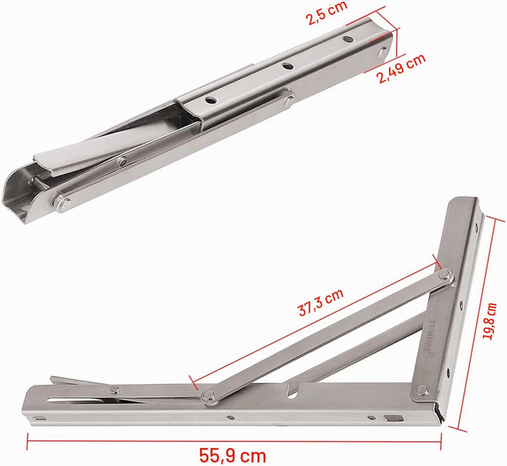 YUMORE Klappkonsole Schwerlast 550mm,Klappregalhalterungen Edelstahl Regalträger Max Load 330 lbs Wa