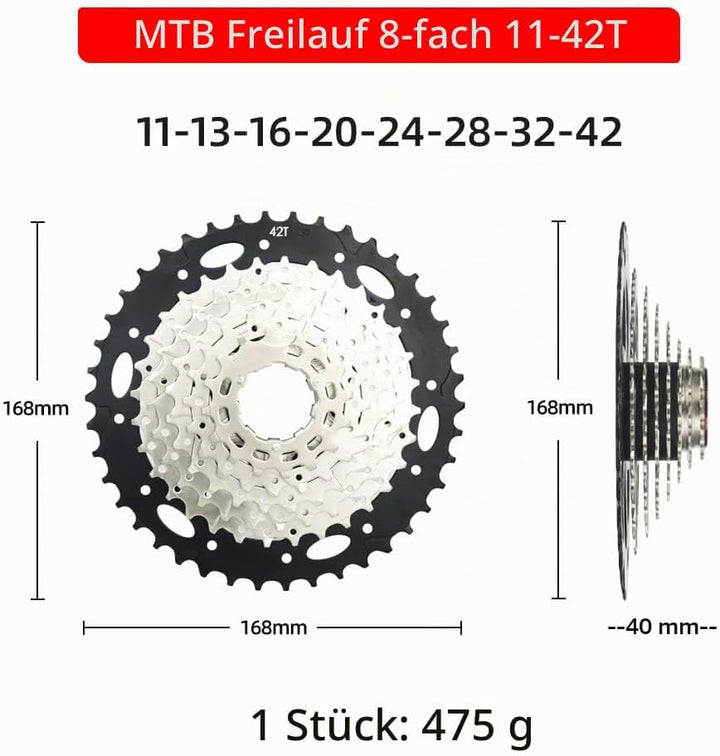 CYSKY 8 Fach Kassette 11-25T/11-28T/11-32T/11-36T/11-40T/11-42T Kassette Fit für Mountainbike, Rennr