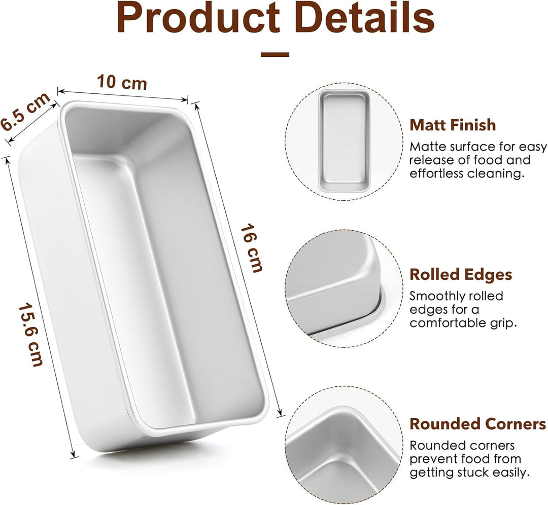 Rechteckig Brotbackform 2er-Set, Eloxiertes Aluminium Kastenform Brotform für Brot/Kuchen/Toast, Sil