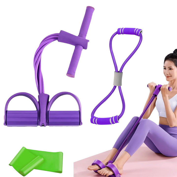 Expander Fitness mit Rückentrainer und Fitnessbänder, Bauchtrainer, Sportgeräte Zuhause, 6 Tubes Gum