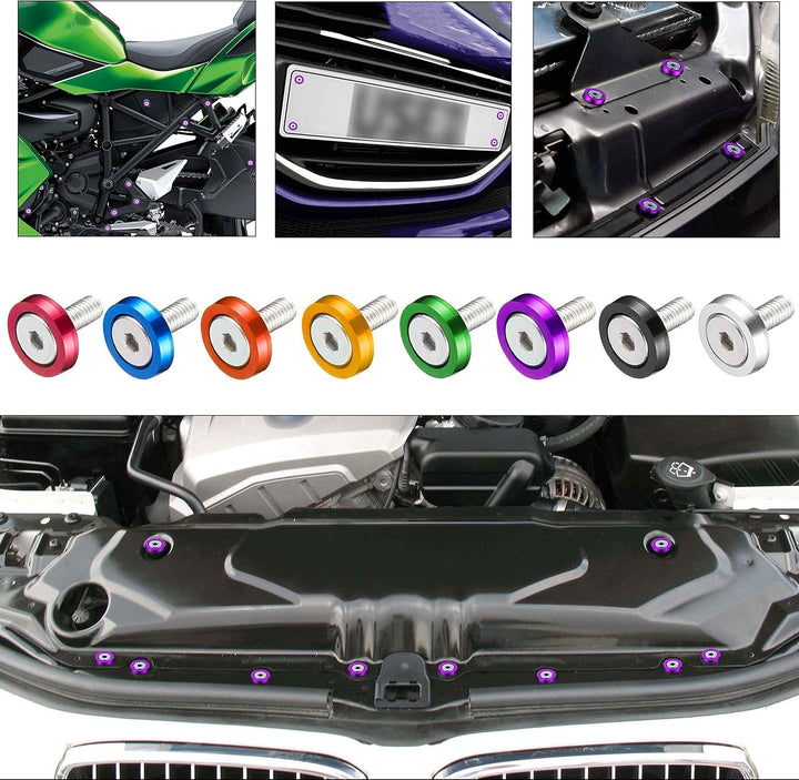 Enmoo 20 Stück Billet Aluminium Kotflügel Stossstange Unterlegscheibenbolzen Motor Bay Dress Up Fast