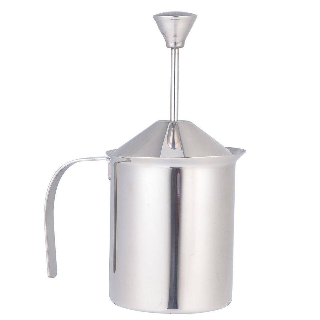 Milchschäumer Manuell aus Edelstahl mit Doppelsieb 400 ml für Cappuccino und Kaffee Hitzebeständig f