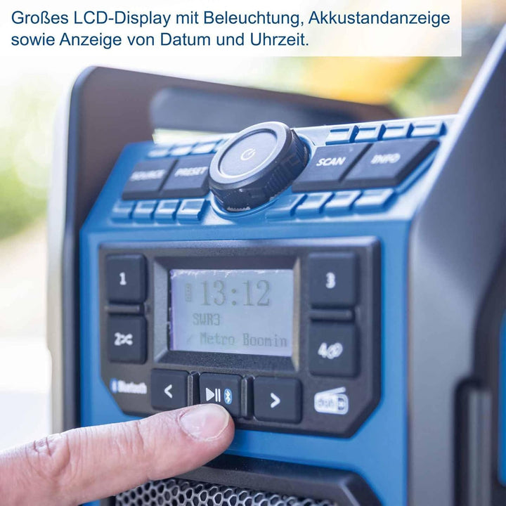 Scheppach Akku Baustellenradio C-DAB30-X | Empfang DAB+ & FM, Audio Bluetooth & USB-A | 30W Lautspre