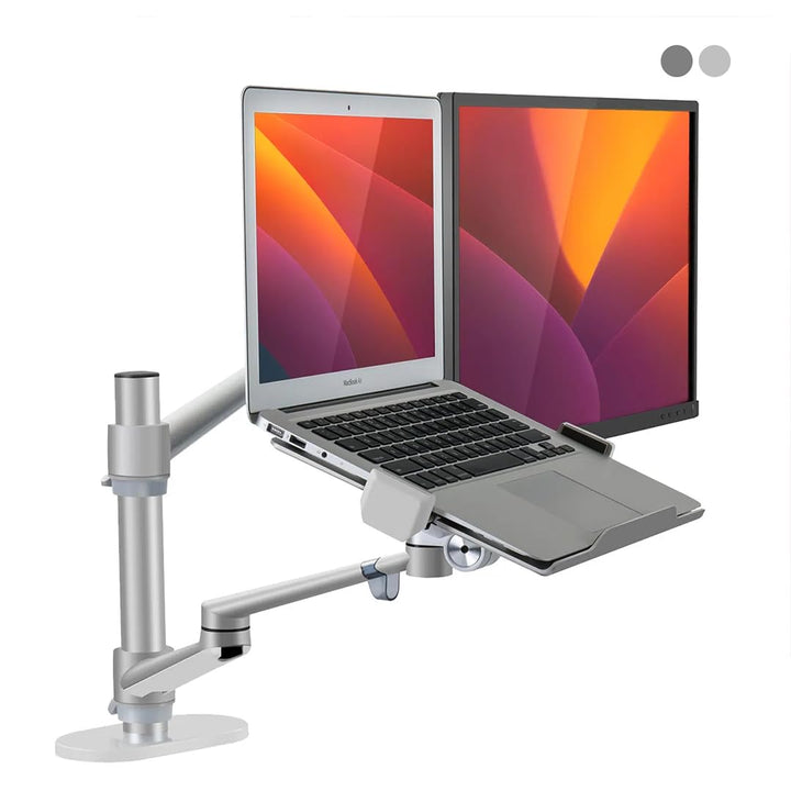 Alberenz® 2-in-1 Laptop- und Monitor Halterung, Verstellbarer Doppelarm-Ständer für 12-17" Laptops u