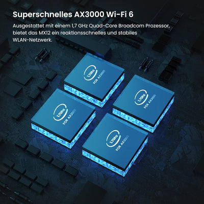 Tenda Nova MX12 Mesh WLAN WiFi 6 System - AX3000 Dual Band WLAN Mesh System - Reichweite bis zu 460m