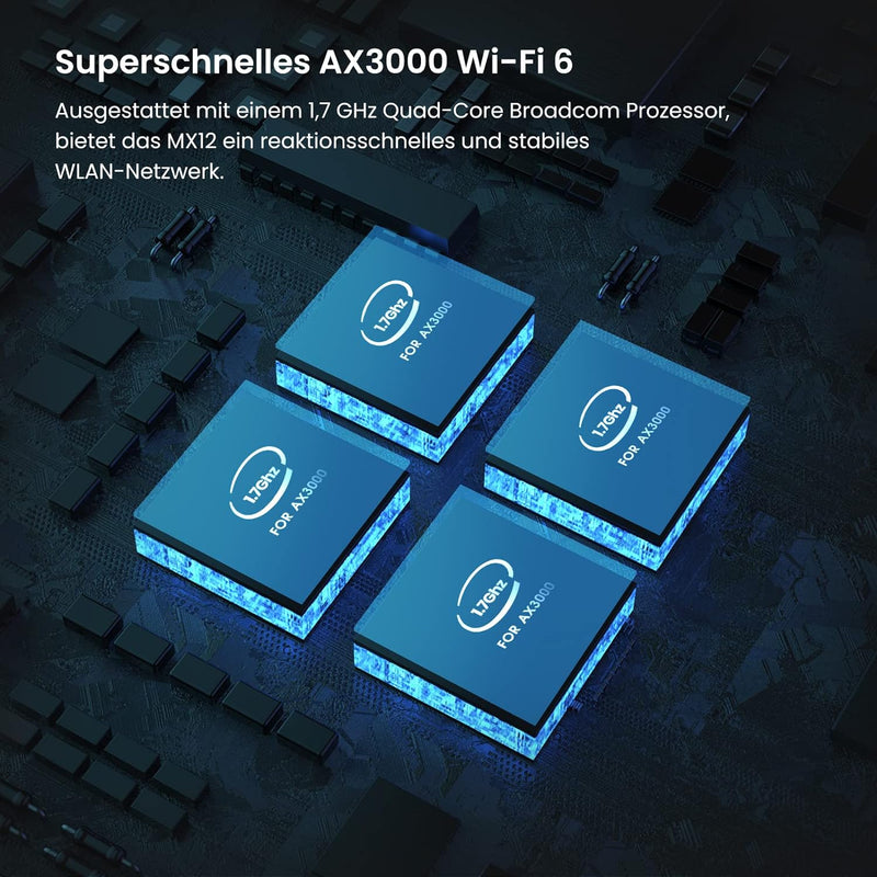 Tenda Nova MX12 Mesh WLAN WiFi 6 System - AX3000 Dual Band WLAN Mesh System - Reichweite bis zu 460m