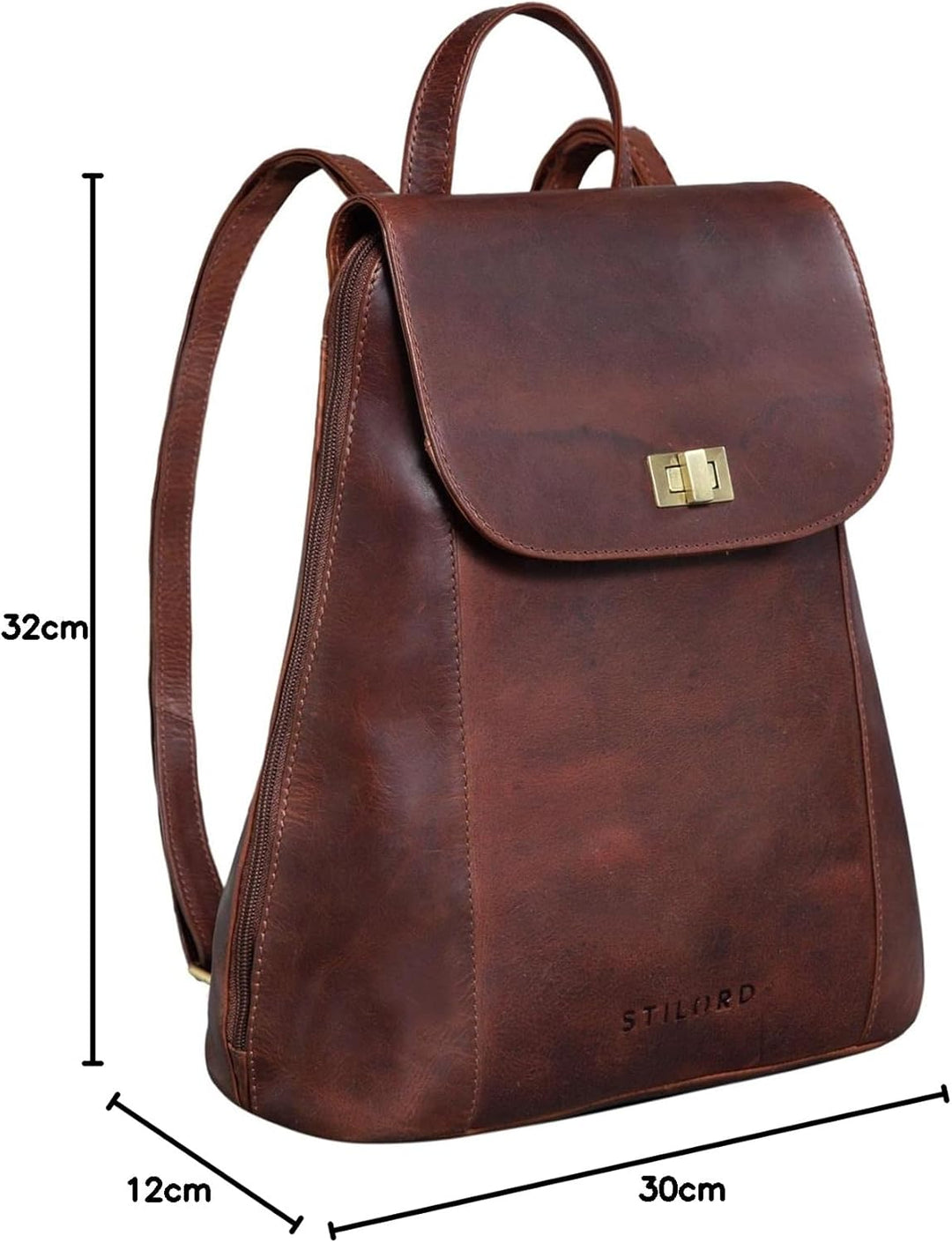 STILORD 'Victoria II' Lederrucksack Damen Vintage Rucksack für 13 Zoll MacBook DIN A4 Elegante Rucks