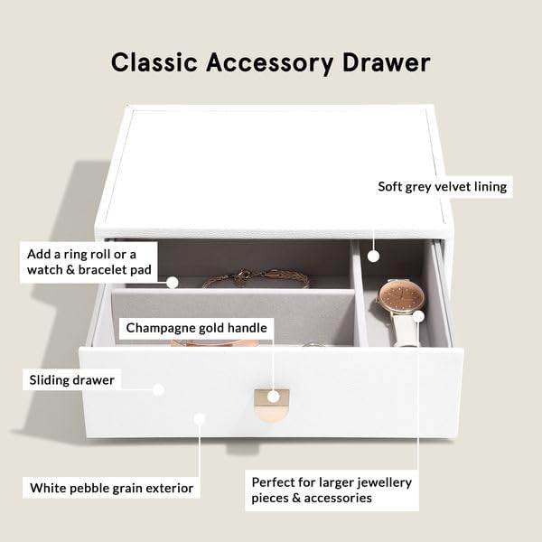 Stackers Pebble White Classic Jewellery Box - Set of 3 (with Drawers), White