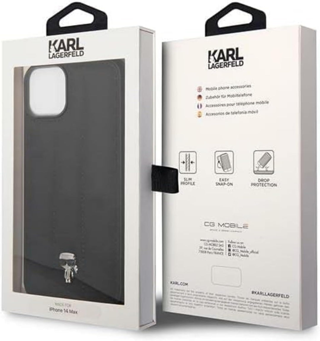 KARL LAGERFELD KLHCP14SPSQPK hülle für iPhone 14 6,1" hardcase schwarz/Black Puffy Ikonik Pin