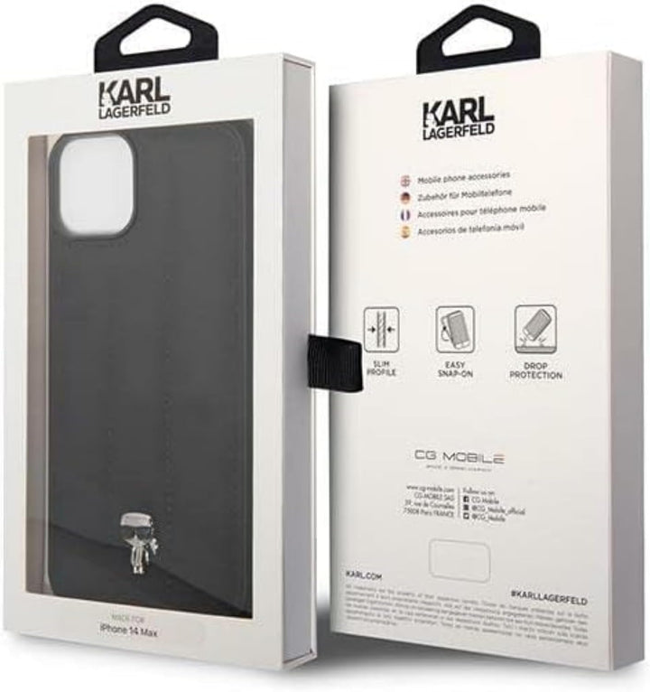 KARL LAGERFELD KLHCP14SPSQPK hülle für iPhone 14 6,1" hardcase schwarz/Black Puffy Ikonik Pin