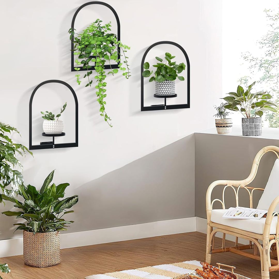Metall Pflanzregal Schwarz Hängende Blumentöpfe Wandbehang Regal Wand für Blumen Pflanzen Garten Bal