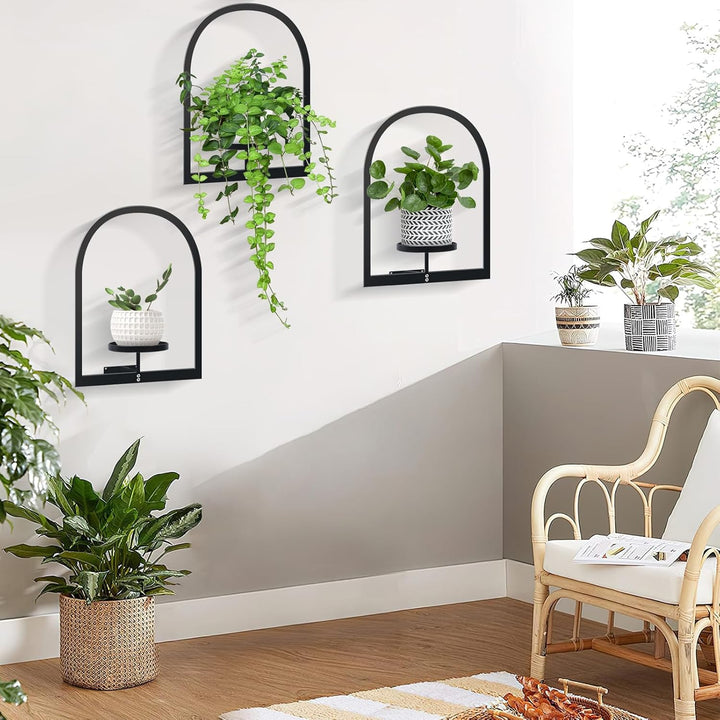 Metall Pflanzregal Schwarz Hängende Blumentöpfe Wandbehang Regal Wand für Blumen Pflanzen Garten Bal