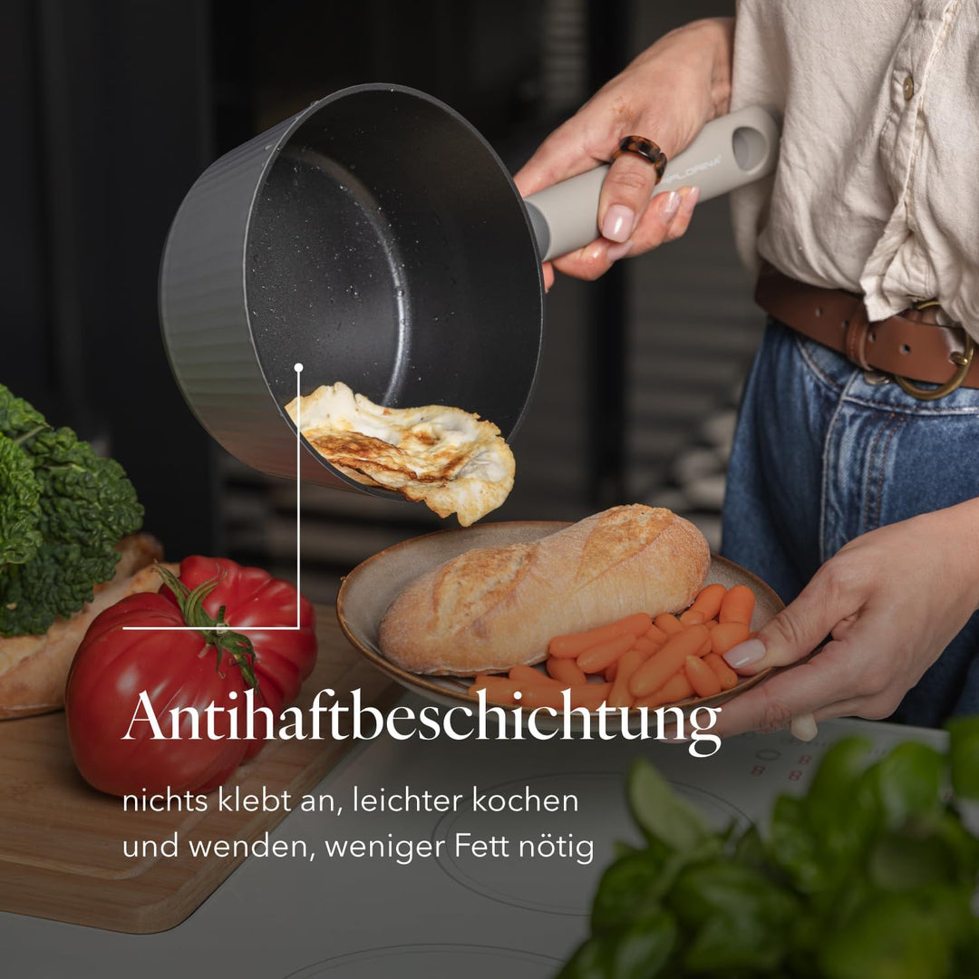 FLORINA Aluminium Kasserolle Serrano 18 cm I Kasserolle mit Soft-Touch-Griffen I Leichte und robuste