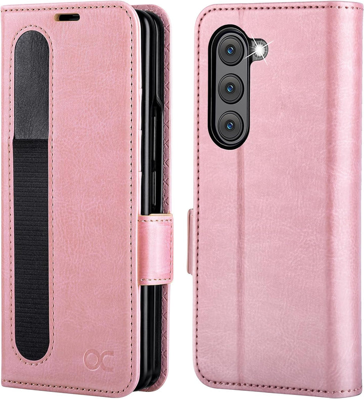 OCASE Hülle Samsung Galaxy Z Fold 5 5G Handyhülle mit [S Pen Halter] [Grenzschutz] [Premium PU Leder