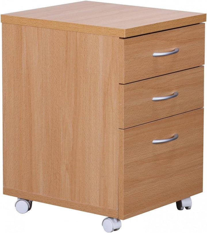 Rollcontainer Ottawa 40 x 60 x 45 cm Unterschrank mit Rollen Buche | Rollwagen mit Schubladen | Roll