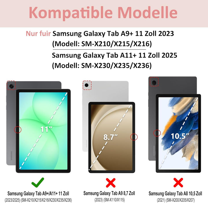 HOTLIFE Tastatur Hülle für Samsung Galaxy Tab А11+/А9+ 11 Zoll 2023/2025, Schutzhülle mit Automatisc