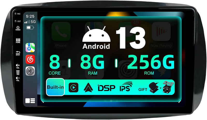 SXAUTO ¦ 8G+256G ¦ Android 12 IPS Autoradio für Benz Smart 453 Fortwo (2014-2020) - Eingebaut Carpla