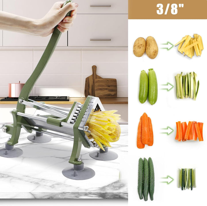 EasyVibe Pommes Frites Commercial Pommesschneider Professioneller mit Saugfüssen Komplettset, 3/8" K