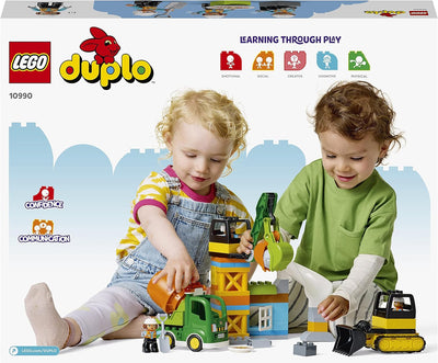 LEGO 10990 DUPLO Baustelle mit Baufahrzeugen, Kran, Bulldozer und Betonmischer-Spielzeug für 2-jähri