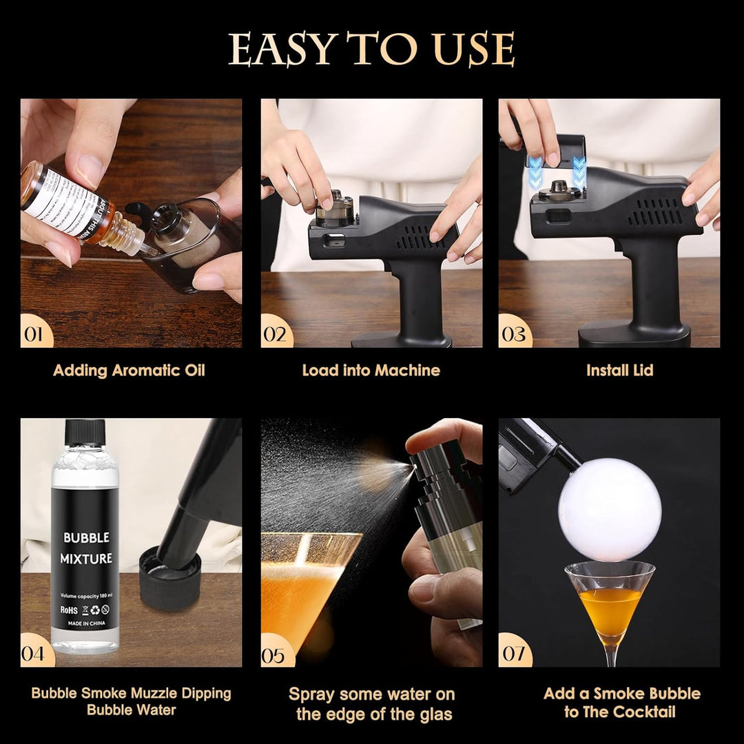 Whisky Rauch Set, EIN Tasten Bedienung, Handgerät, mit 1,4 Zoll Farbdisplay, für Barkeeper, Bar, Par