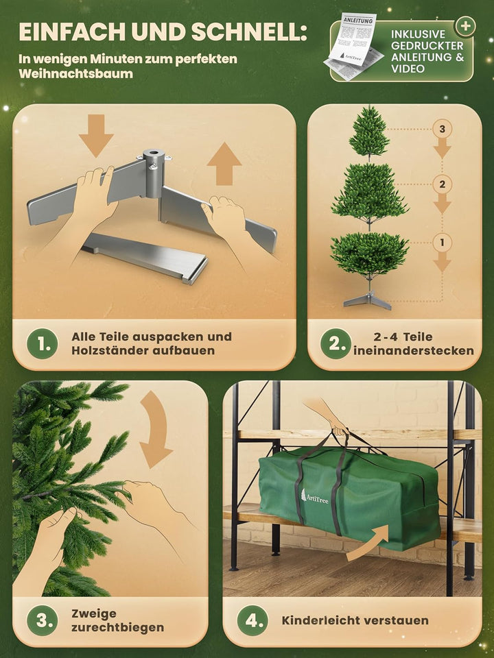 Künstlicher Weihnachtsbaum 100cm – 100% Spritzguss Nordfichte | Premium Tannenbaum naturgetreu inkl.