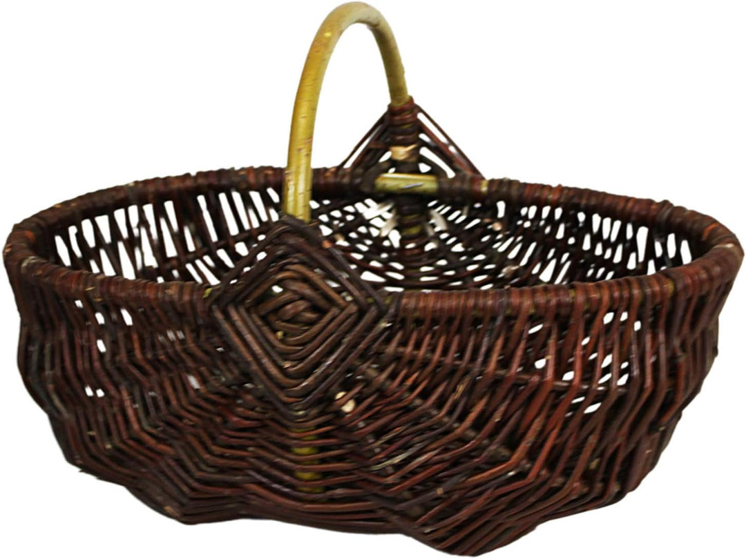 Weidengartenkorb - natürliche Weidenfarbe - rustikal (37 x 23 H 16/26 cm) 37 x 23 H 16 / 26 cm, 37 x