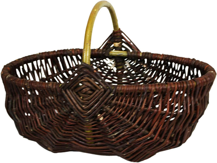 Weidengartenkorb - natürliche Weidenfarbe - rustikal (37 x 23 H 16/26 cm) 37 x 23 H 16 / 26 cm, 37 x