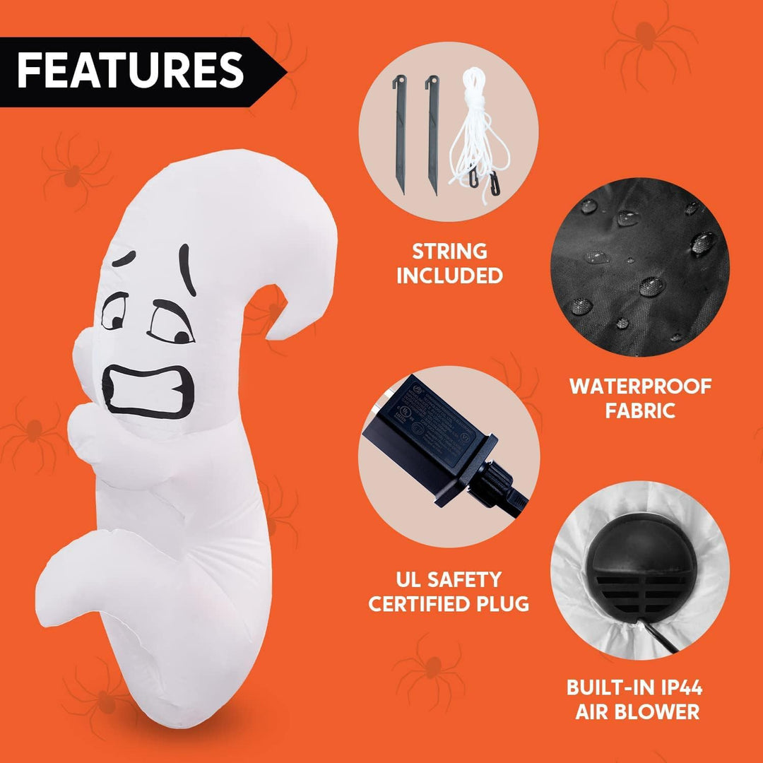 Joiedomi 4 FT Hoher Halloween Aufblasbarer Geisterbaum mit eingebauten LEDs, Blow Up Cute Ghost Tree
