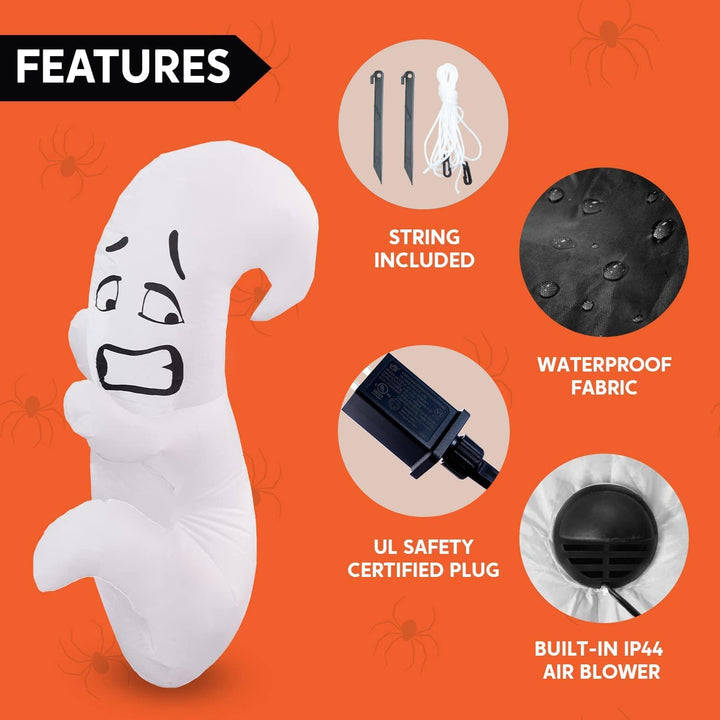 Joiedomi 4 FT Hoher Halloween Aufblasbarer Geisterbaum mit eingebauten LEDs, Blow Up Cute Ghost Tree