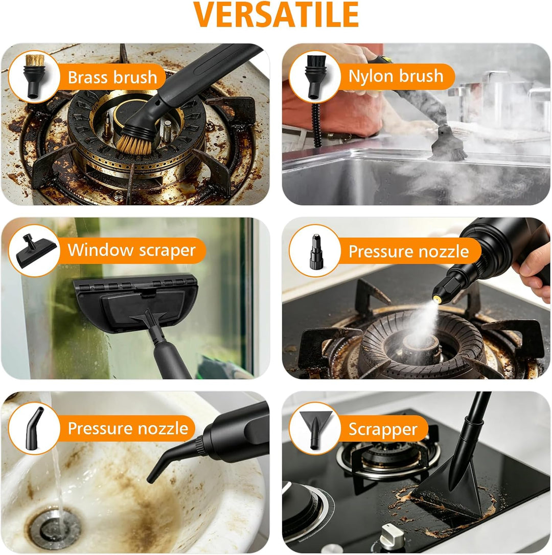 Dampfreiniger Handgerät, Dampfreiniger für Haushalt und Auto, 3 Dampfstufen am Griff einstellbar, 15