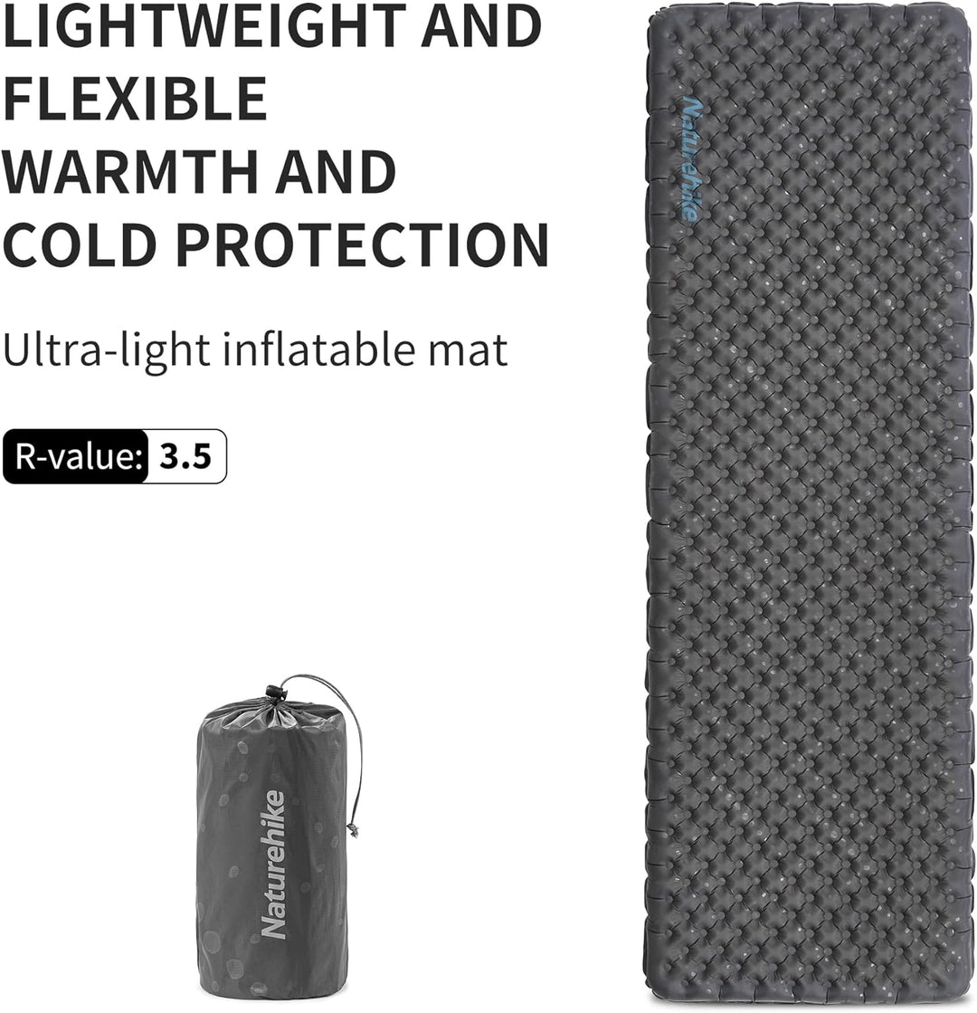 Naturehike 3,5R- Wert Camping Isomatte Ultralight 4 Jahreszeiten (-6℃) Selbstaufblasend mit aufblasb