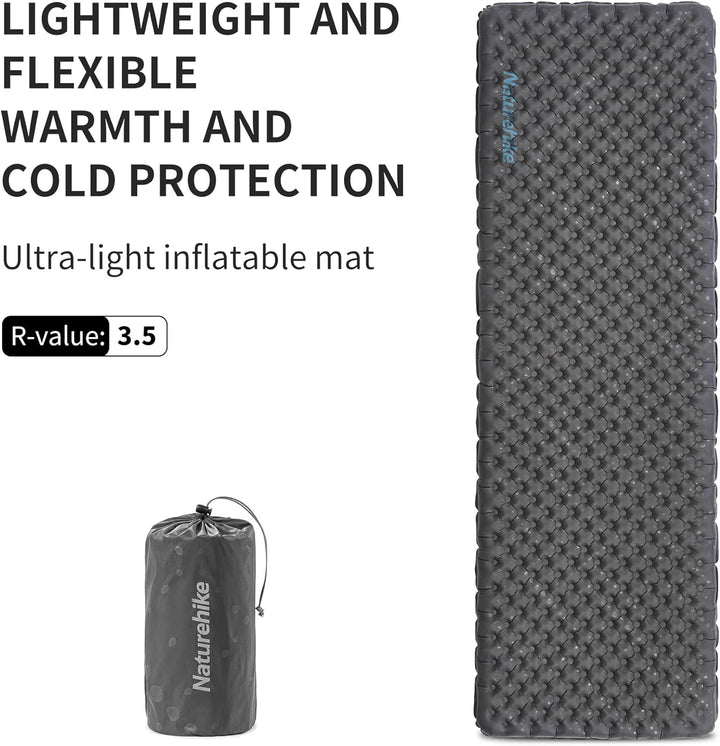 Naturehike 3,5R- Wert Camping Isomatte Ultralight 4 Jahreszeiten (-6℃) Selbstaufblasend mit aufblasb
