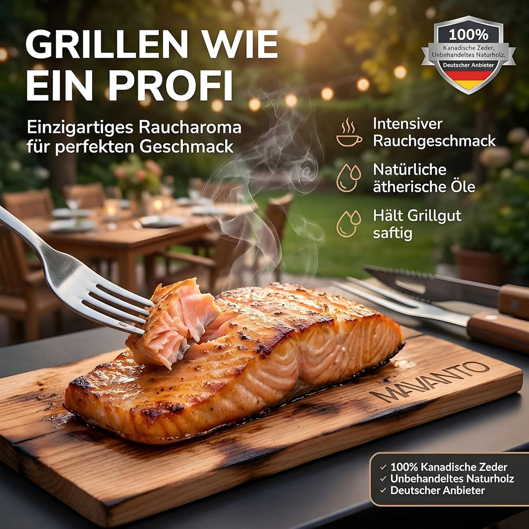 MAVANTO XXL Grillbretter Räucherbretter - Kanadisches Zedernholzbrett zum Grillen - EXTRA DICK (30x1