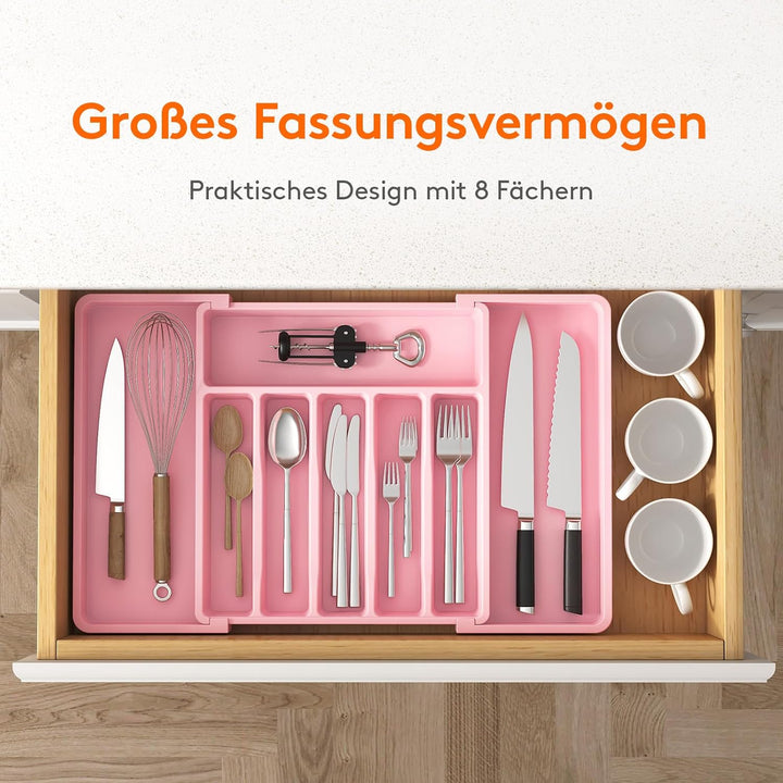 Lifewit Besteckhalter, erweiterbarer Utensilienhalter für Schublade, verstellbarer Besteckkasten, ko