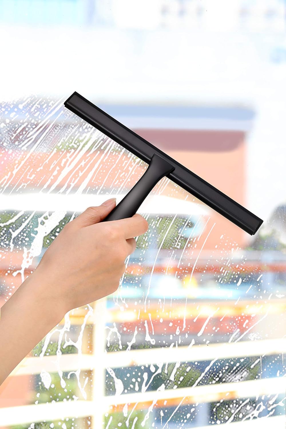 Ambrosya - Duschabzieher aus Edelstahl in Schwarz - Abzieher Dusche Flitsche Bad Badabzieher Badezim