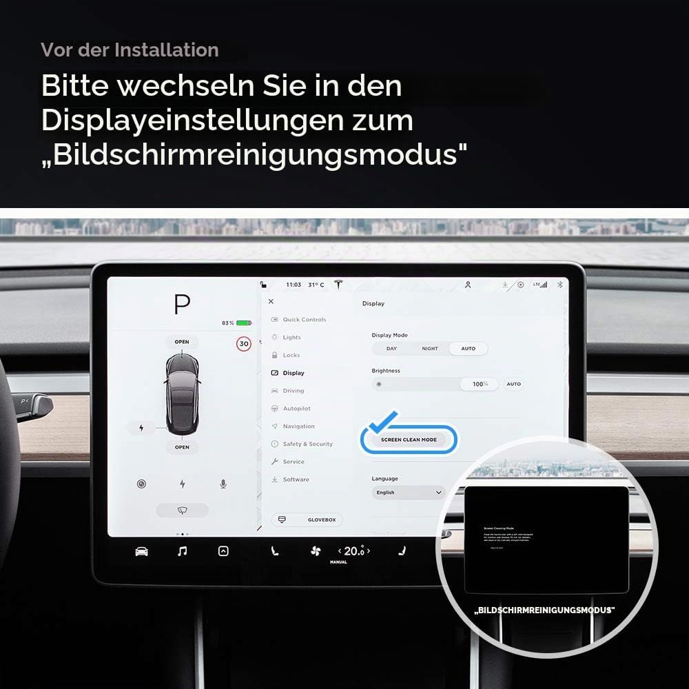 Spigen Glas.tR EZ Fit Schutzfolie kompatibel mit Tesla Model 3 / Y, Schablone für Installation entha