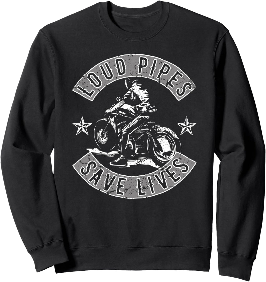 Biker Herren Loud Pipes Chopper Vintage Motorrad Männer Sweatshirt