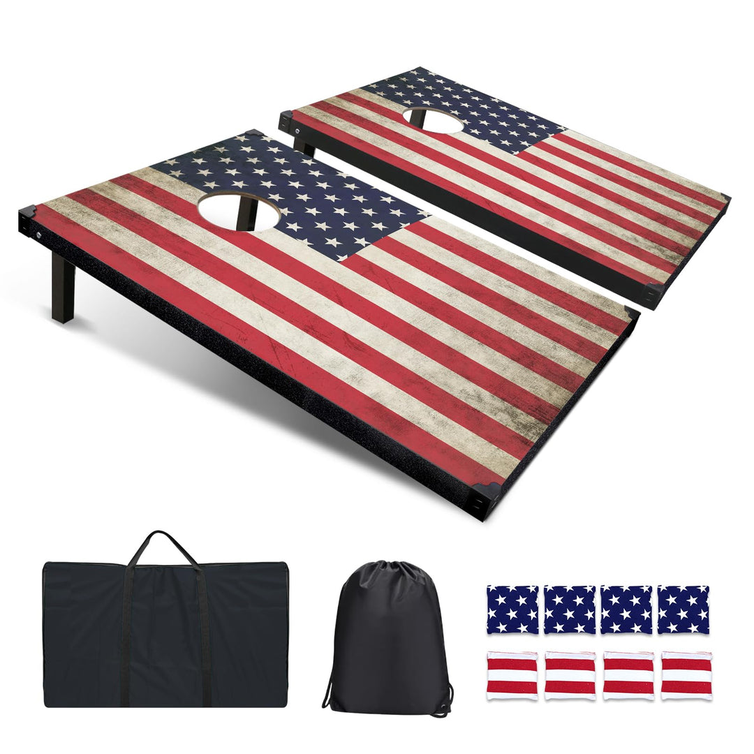 Cornhole Spiel Verordnung Grösse 91cmx60cm, Sackloch Spiel mit Corn Hole Spiel mit 2 Boards, 8 Wurfb
