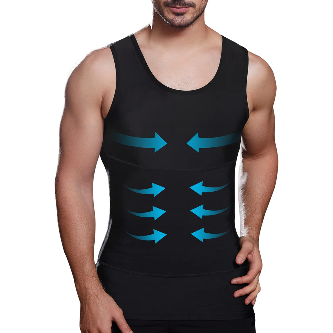 Lgtfy Herren Bauchweg-Unterhemden, figurformende Weste, Gynäkomastie-Kompressions-Shirts, Bauchkontr