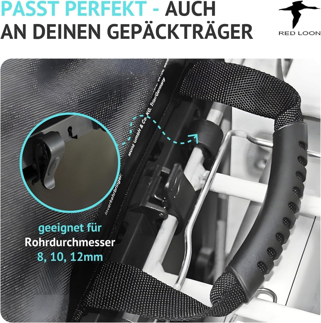 Red Loon 3er Set 2 x robuste Fahrradtasche aus LKW-Plane 1 x Fahrrad-Rucksack – wasserdichte Doppelp
