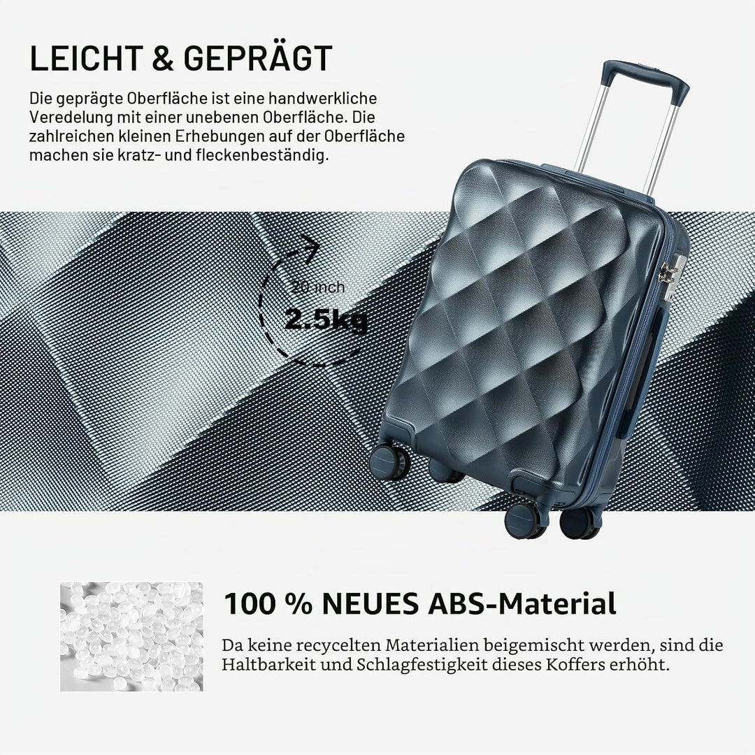 Sea choice Handgepäck Koffer Trolley ABS Leicht Reisekoffer Hardschale 4 Rollen und TSA Schloss Mit
