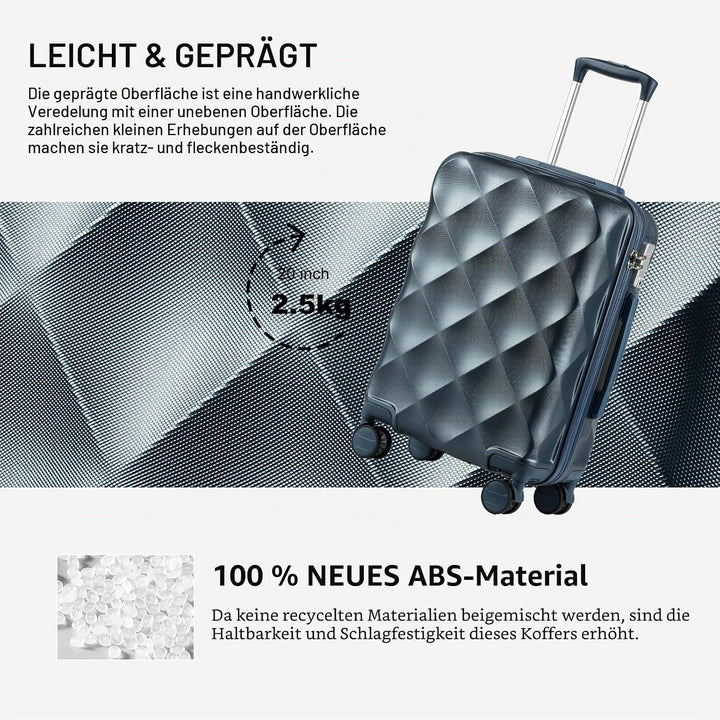 Sea choice Handgepäck Koffer Trolley ABS Leicht Reisekoffer Hardschale 4 Rollen und TSA Schloss Mit