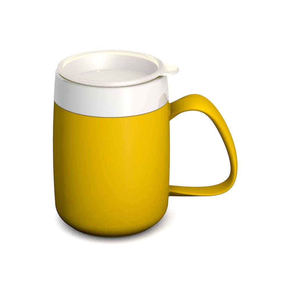 Ornamin Becher mit Trink-Trick 140 ml gelb mit Thermofunktion und Trinkdeckel (Modell 207 + 814) / S