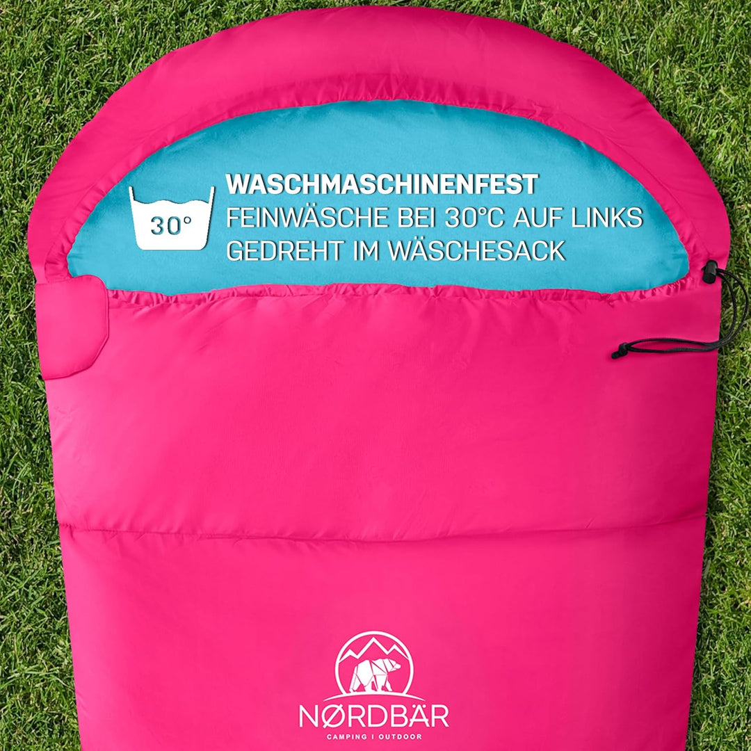 NORDBÄR® Kinderschlafsack für Jungs & Mädchen bis 150 cm Körpergrösse | Innenfutter aus 100% Baumwol